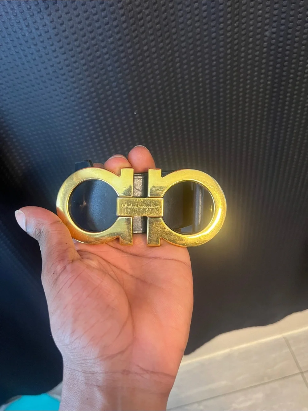 Salvatore Ferragamo Gold Double Gancini Buckle